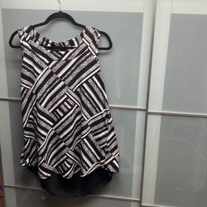 Dressy ladies black and white print sleeveless top